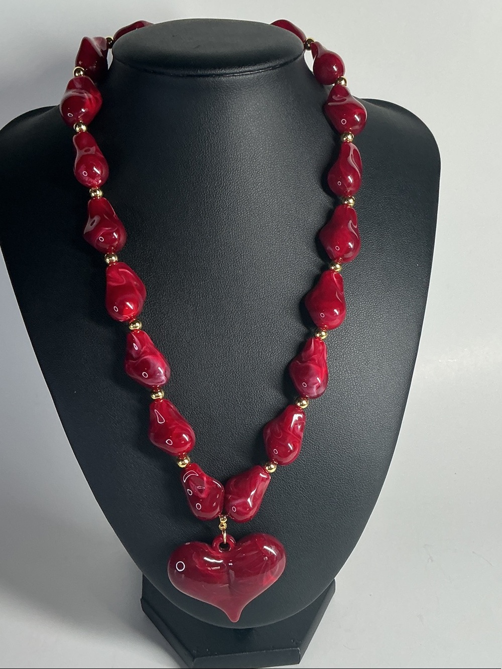 Handcrafted Red Heart Bead Necklace - Women Jewelry